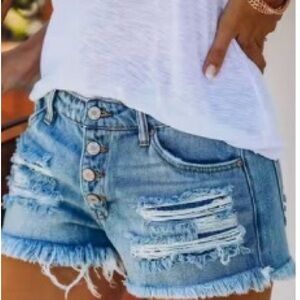 Distressed Denim Women Shorts